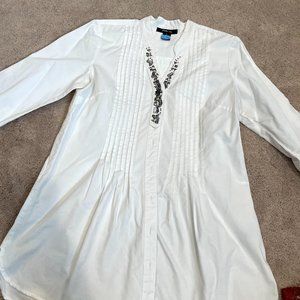 Style & Co. Embellished White Top/Tunic